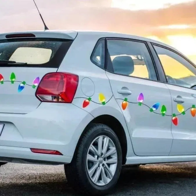 Magnetic Christmas light bulb reflective set with 24 white honeycomb bulbs and 12 magnetic wires for car and refrigerator decoration