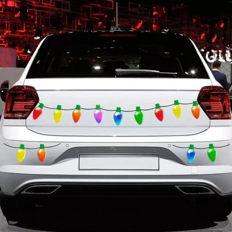 Magnetic Christmas light bulb reflective set with 24 white honeycomb bulbs and 12 magnetic wires for car and refrigerator decoration