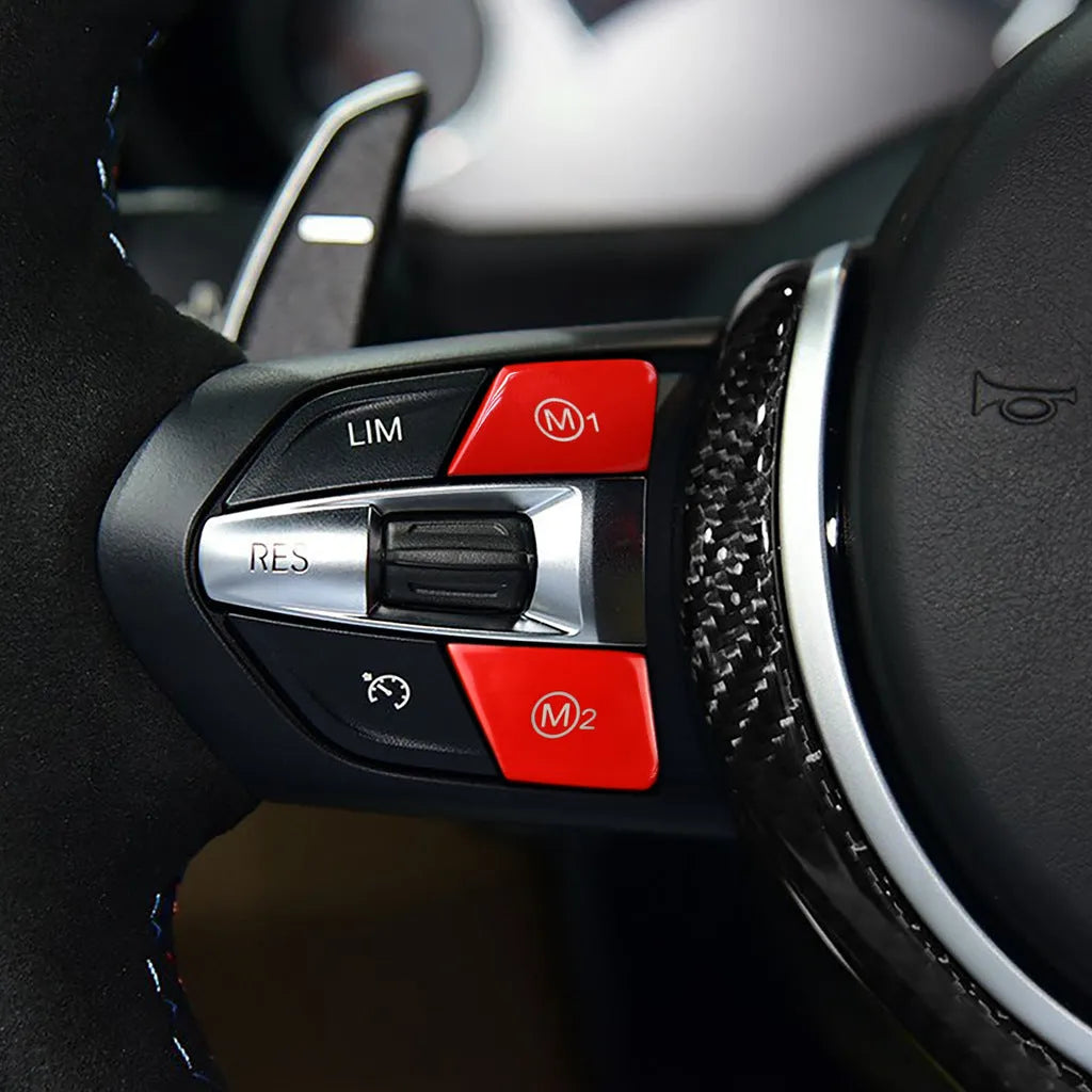 RRX-BMW-058 ABS steering wheel M1 M2 mode buttons for BMW F30 and F34 models in red and blue colour options