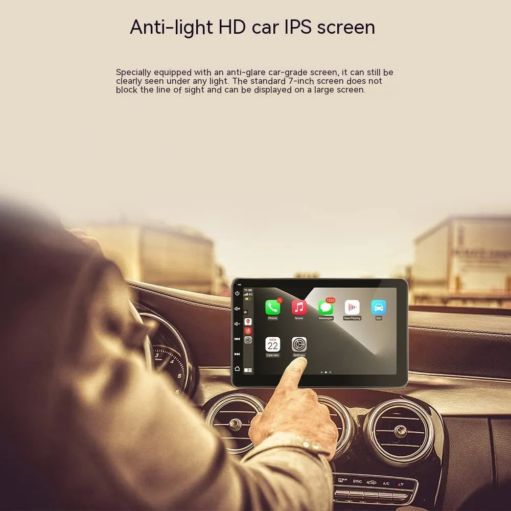 Wireless car navigator with 7-inch OLED screen showing navigation map and reversing camera display