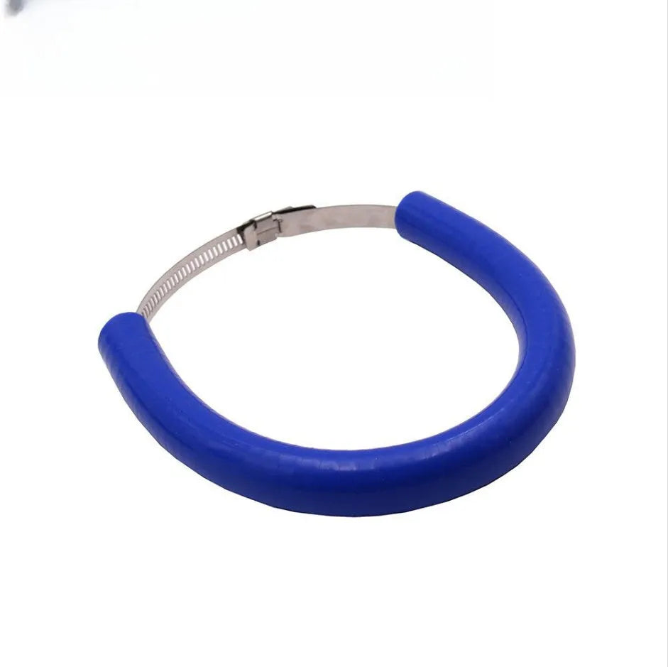 Universal motorcycle exhaust pipe gasket sealing ring in black, blue, and orange colour options.