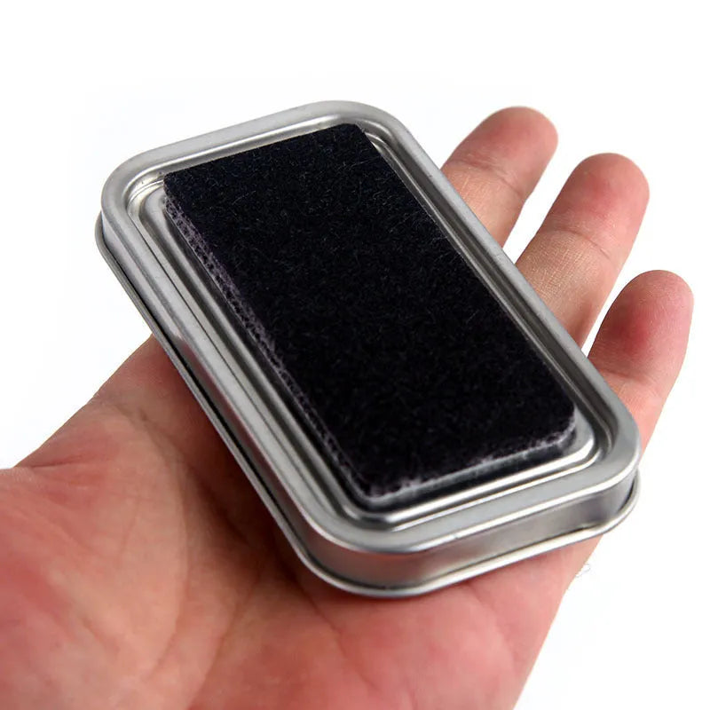 Rectangular oily stamp pad for rubber stamps in five colour options on craft table