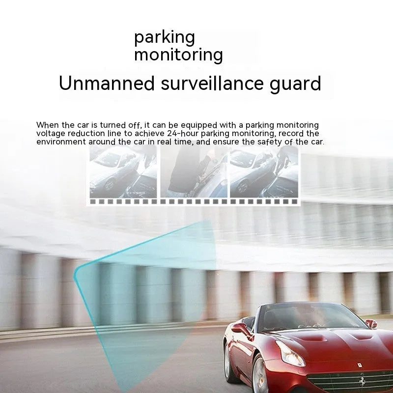 Black dashboard camera with 5-inch screen showing GPS and Wi-Fi interconnection for vehicle security recording