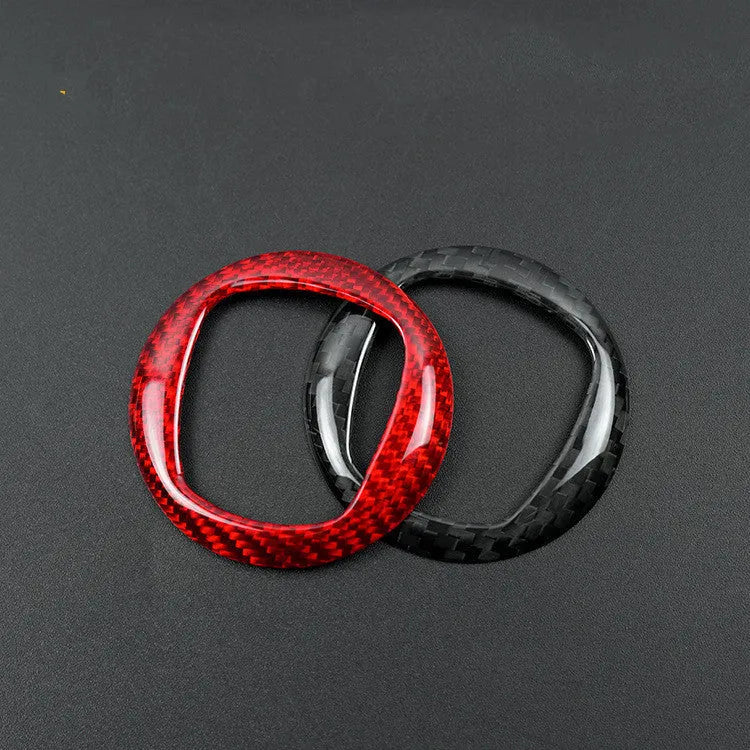 Steering wheel carbon fibre decorative sticker frame in black or red colour options