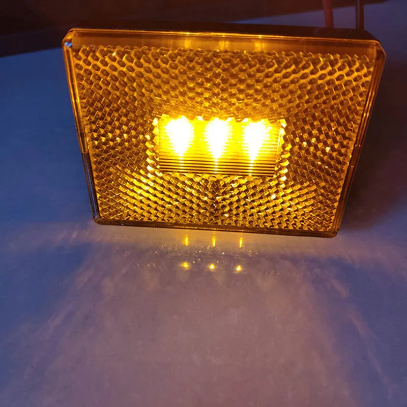 LED trailer side marker clearance lamp with red or yellow lens and 19cm wire.