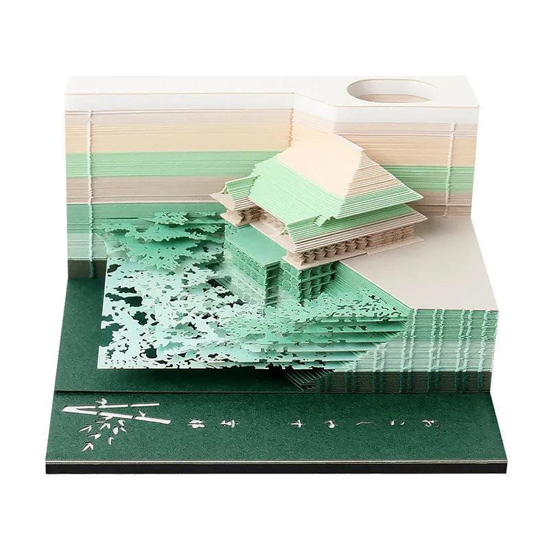 Anime architectural cartoon sticky note pad in 80mm by 45mm size on a desk