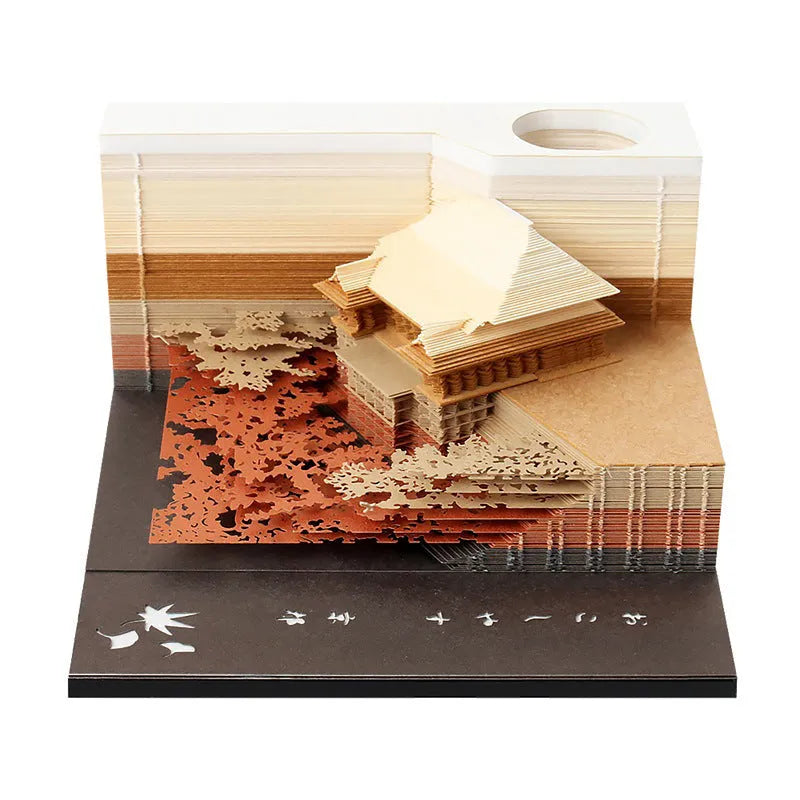 Anime architectural cartoon sticky note pad in 80mm by 45mm size on a desk