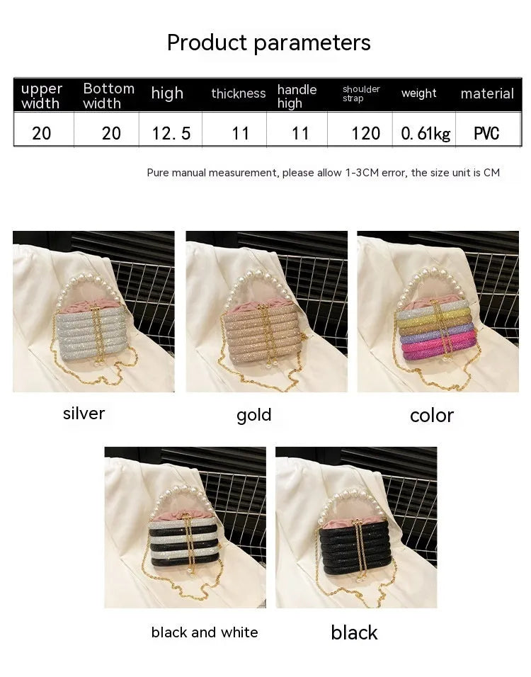Women's retro style crossbody dinner bag with pearl detailing in soft PU leather
