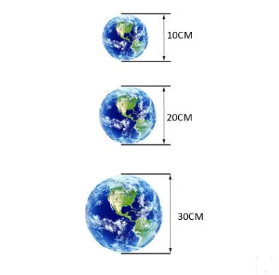 Glow in the dark 3D Earth wall sticker showing planet detail, available in 10cm 20cm 30cm sizes