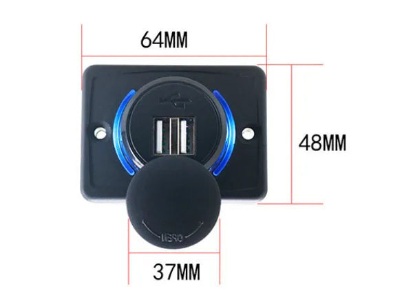 Black 12V dual USB car charger with 3.1A output for vehicle and RV use