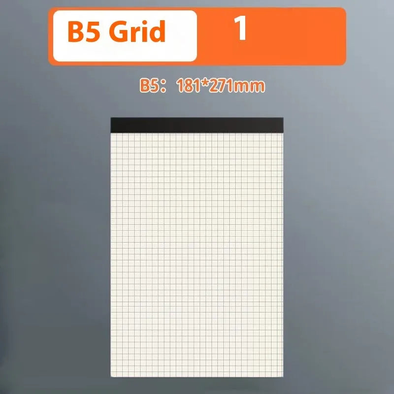 A4 A5 B5 writing pad notebook with tearable pages in blank, grid, and horizontal line styles