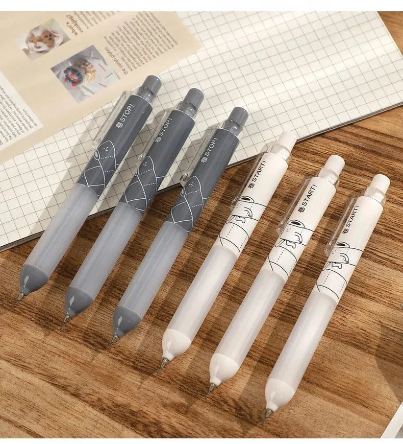 0.5mm automatic pencil with cloud grip plastic pen holder in white and black colour options