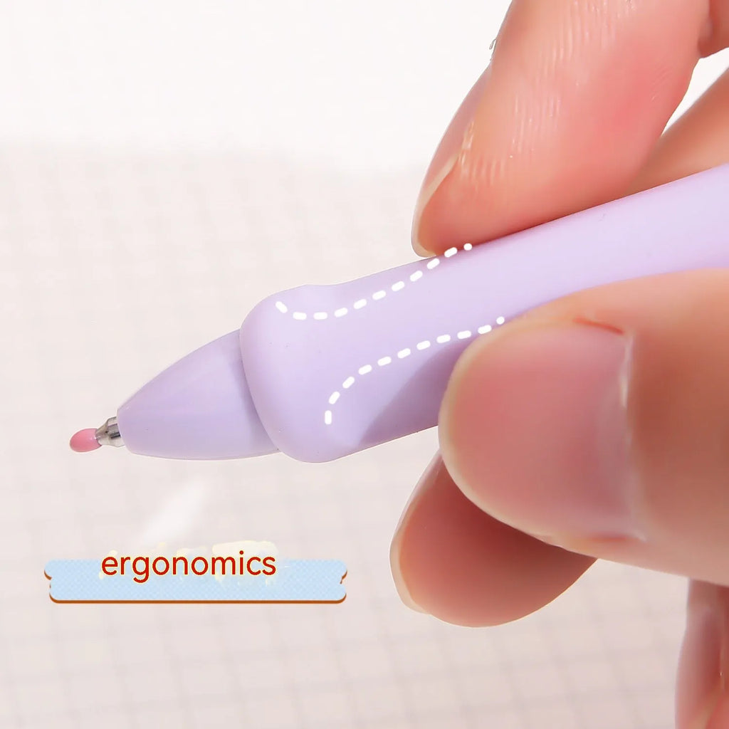 Macaron color student stationery press gel pen with 0.5mm tip in smoked brown white and powder plastic shell