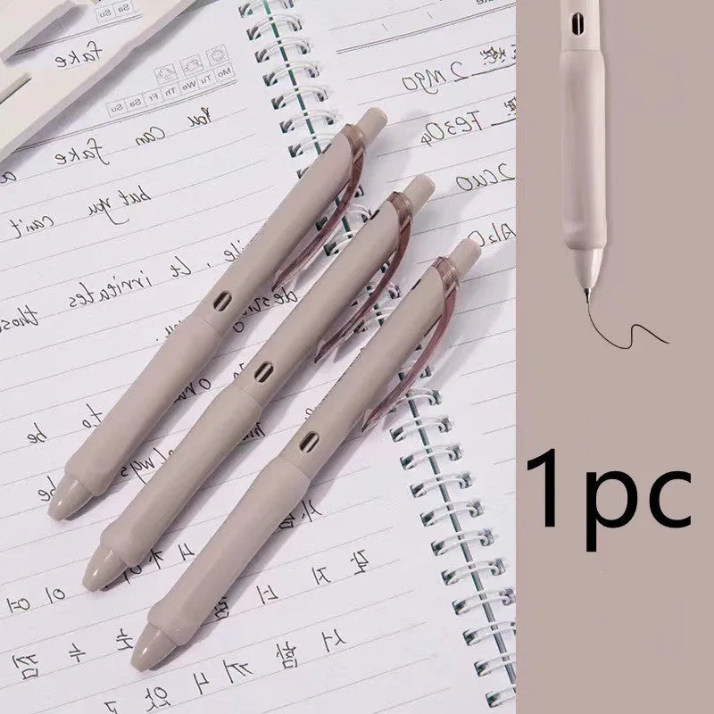 Macaron color student stationery press gel pen with 0.5mm tip in smoked brown white and powder plastic shell