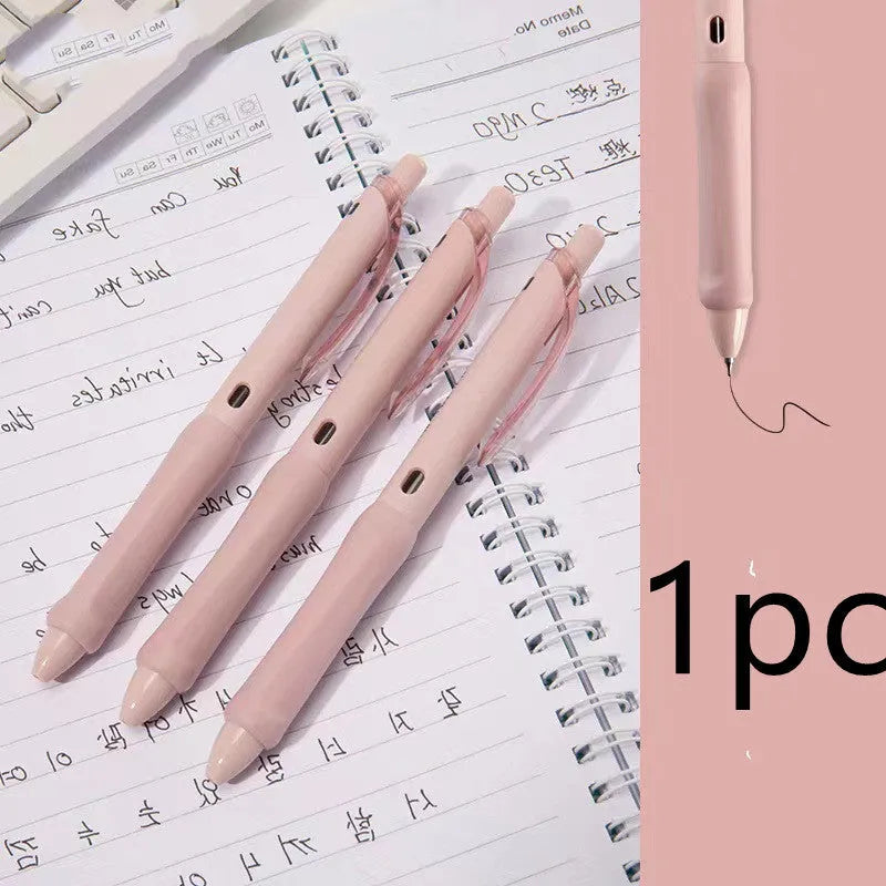 Macaron color student stationery press gel pen with 0.5mm tip in smoked brown white and powder plastic shell