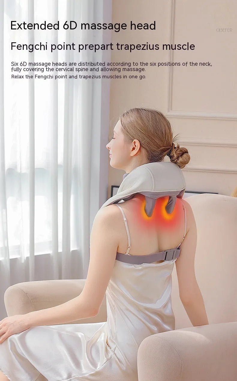 Creamy white rechargeable shoulder and neck massager with infrared therapy function