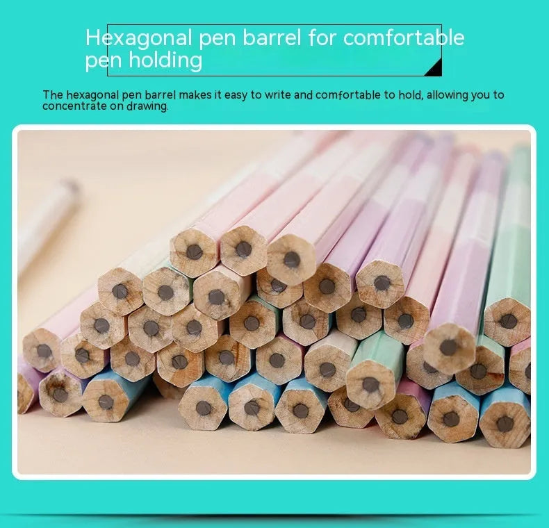 Basswood pencils with six angle design in 50-piece bulk packaging