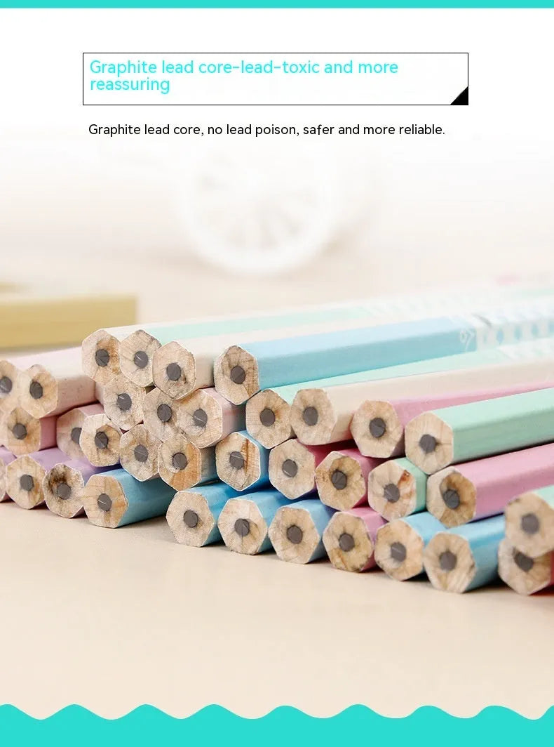Basswood pencils with six angle design in 50-piece bulk packaging