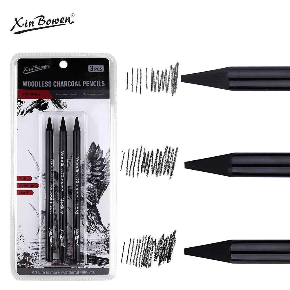 Wood-free graphite sketching pencils set with six grades HB 2B 4B 6B 8B EE for art drawing