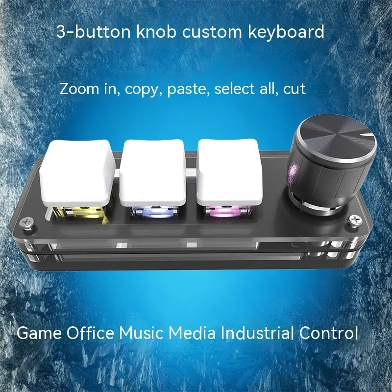 Black programmable mechanical keypad with RGB backlighting for copy paste operations