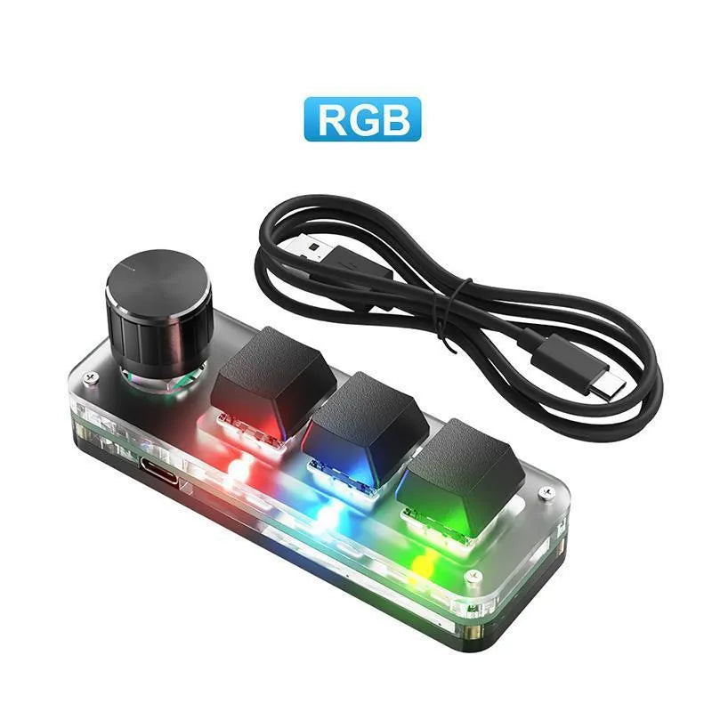 Black programmable mechanical keypad with RGB backlighting for copy paste operations