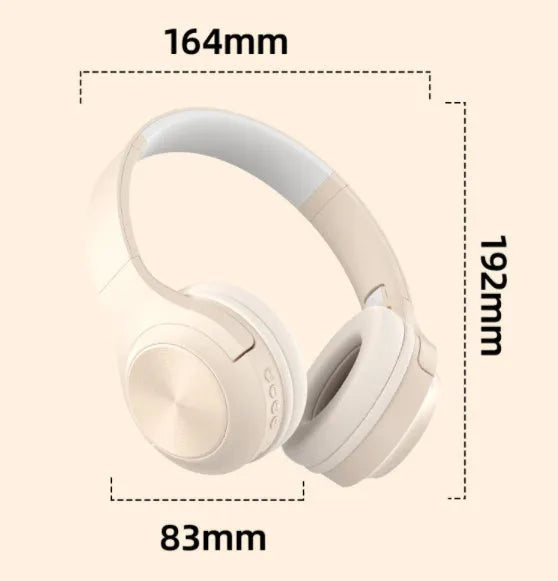 Wireless Bluetooth over-ear headset in ivory white colour with creative design and charging case