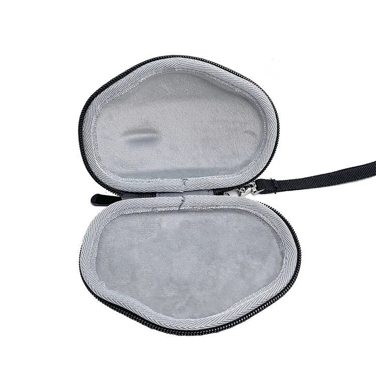 Black M720 mouse protection sleeve with grey interior, showing dimensions