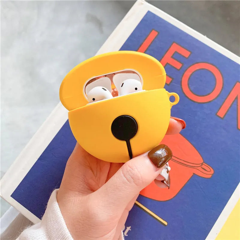 Yellow silicone protective case for AirPods 1 and 2 generation wireless earbuds