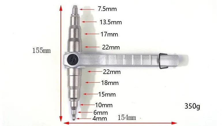 Manual tube expander tool for refrigeration copper pipes with alloy steel construction