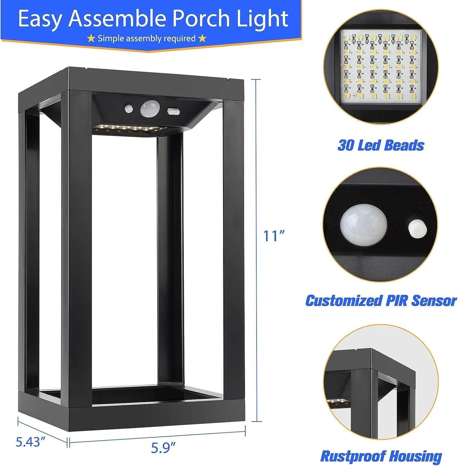 Modern Chinese outdoor wall lamp with solar panel and plastic shell in two-tone light colour