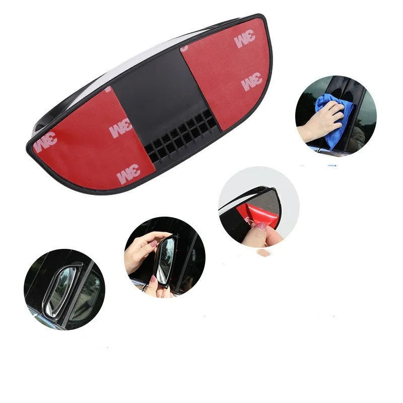 Universal two-row wide angle car exterior rearview mirror in black or white finish