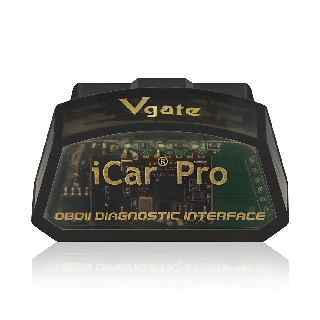 Vgate iCar Pro V2.2 OBDII Bluetooth scanner in black with LED indicator and OBDII connector