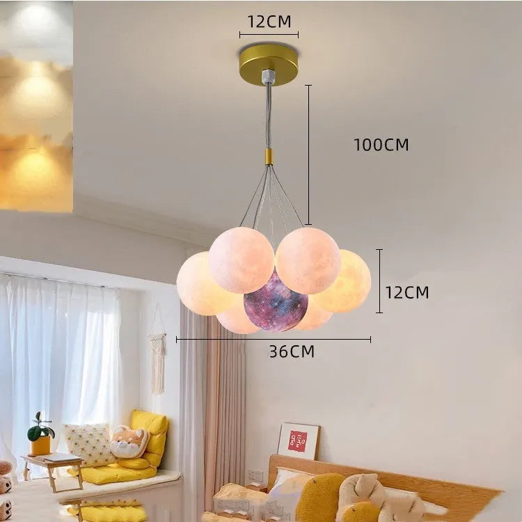 Nordic style iron fish chandelier ceiling light in gold or black finish with multiple LED bulbs and PMMA shade.