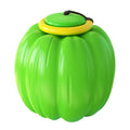 Orange pumpkin-shaped dog chew ball with squeaker for small dogs, measuring 69mm diameter