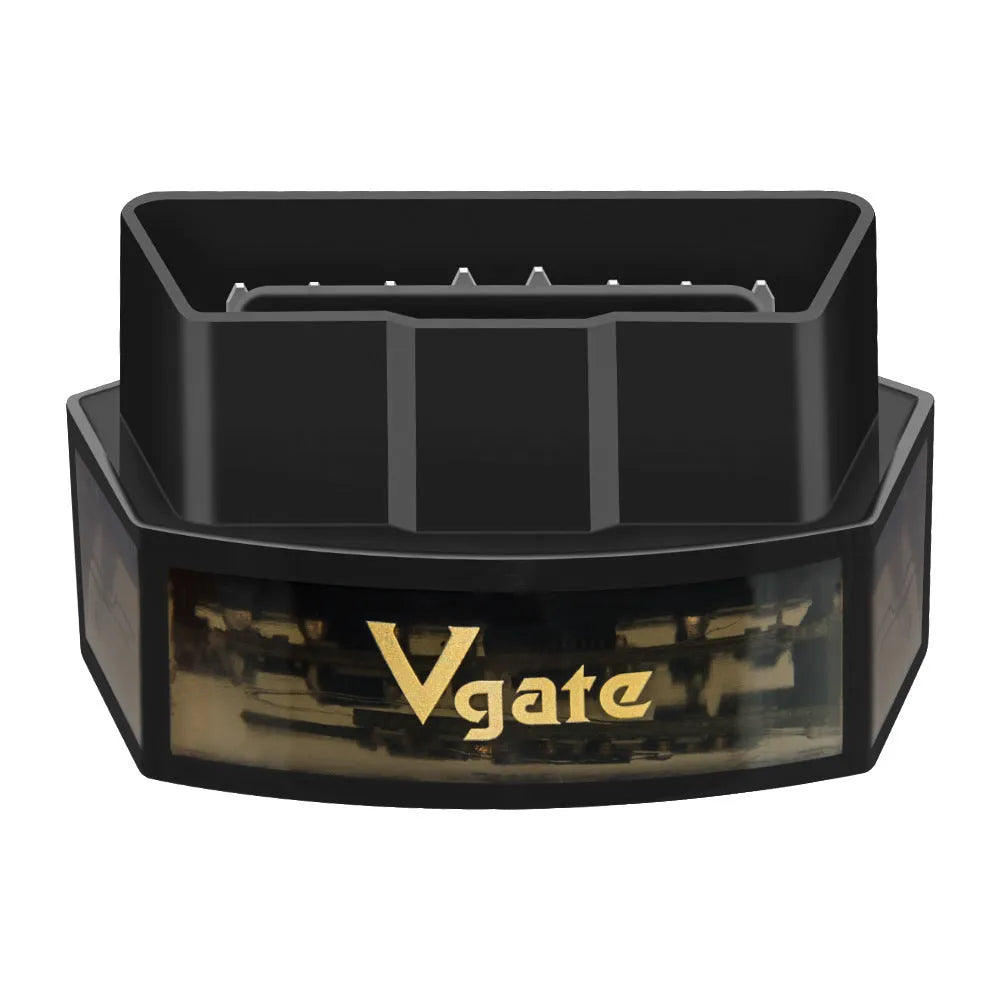 Vgate iCar Pro V2.2 OBDII Bluetooth scanner in black with LED indicator and OBDII connector