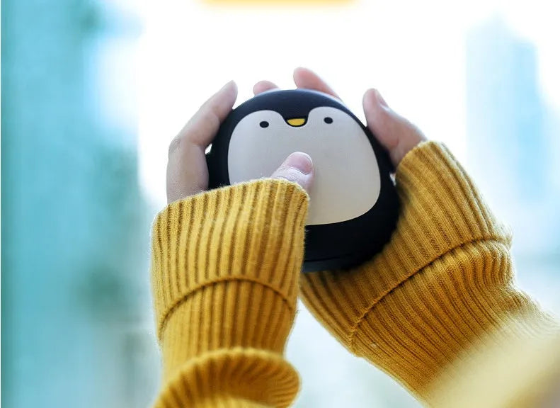 Cartoon penguin polar bear design USB rechargeable hand warmer with power bank functionality
