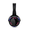Black silent disco wireless headphones with headband and 3.5mm plug