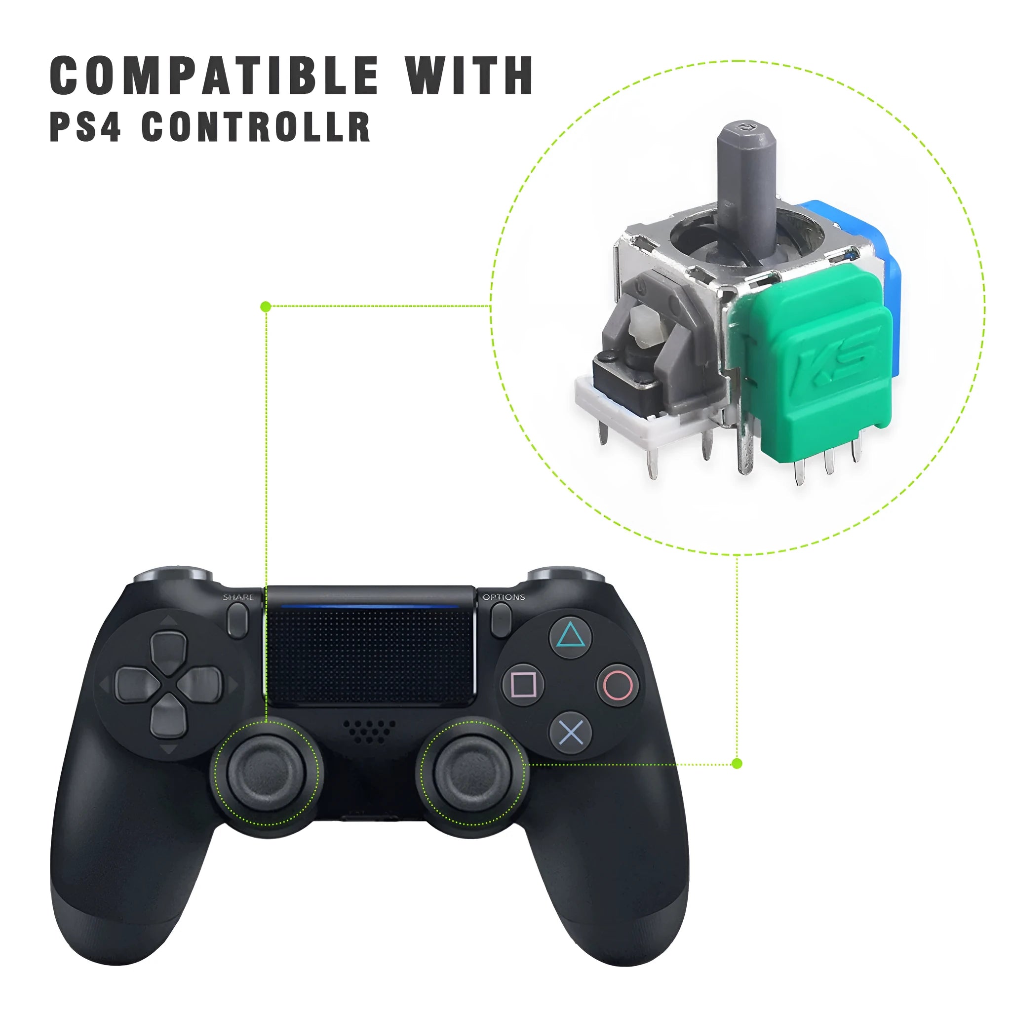 Black PS5 Hall effect magnetic replacement joystick component for game controller repair