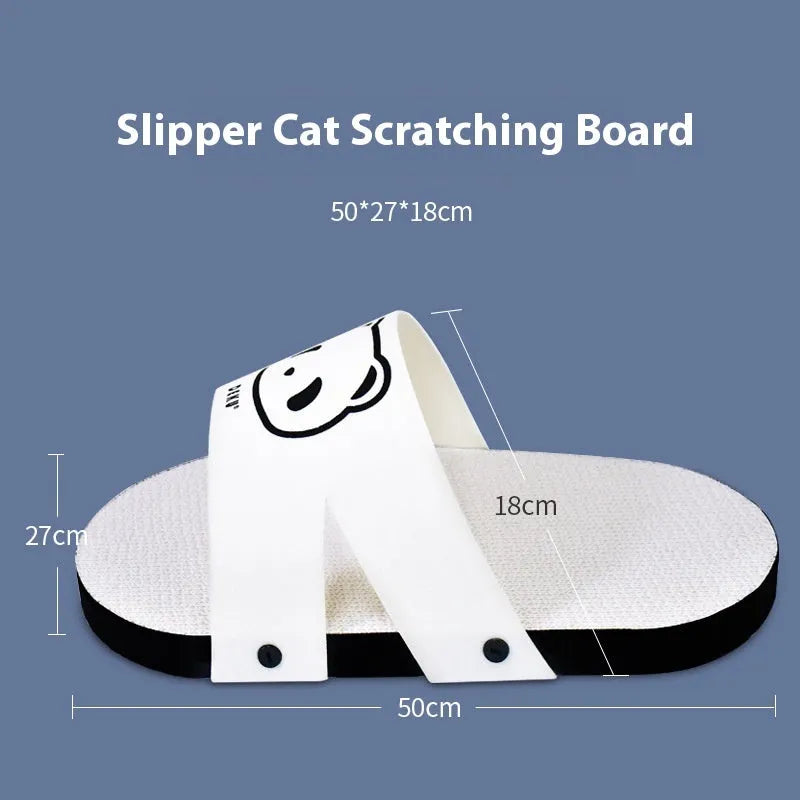 White corrugated paper cat scratch board in slipper style design for feline scratching