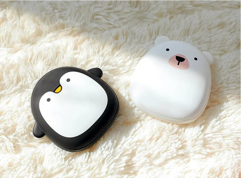 Cartoon penguin polar bear design USB rechargeable hand warmer with power bank functionality