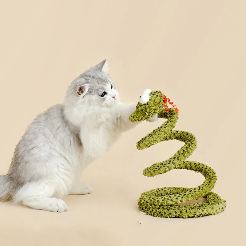 Green cat teasing stick toy with feather attachment measuring 140 cm in length