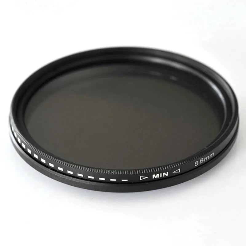Adjustable multi-diameter camera ND filter kit with four grayscale filters for neutral density photography