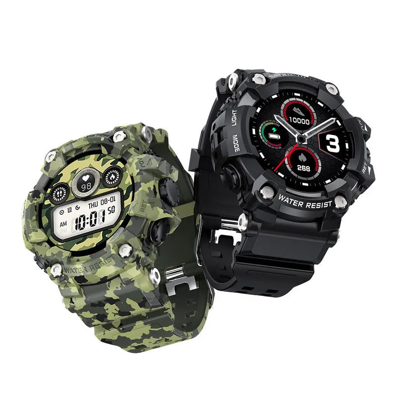 T6 Tactical Rugged Smart Watch with 1.3 inch screen, military design in black or green