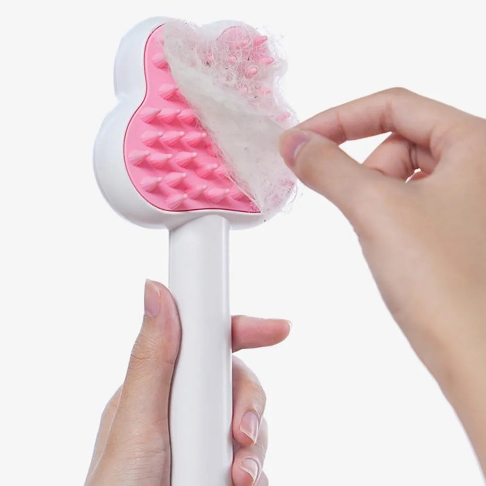 Rechargeable cat steam brush grooming tool with hot steam technology in green, pink, or white colours