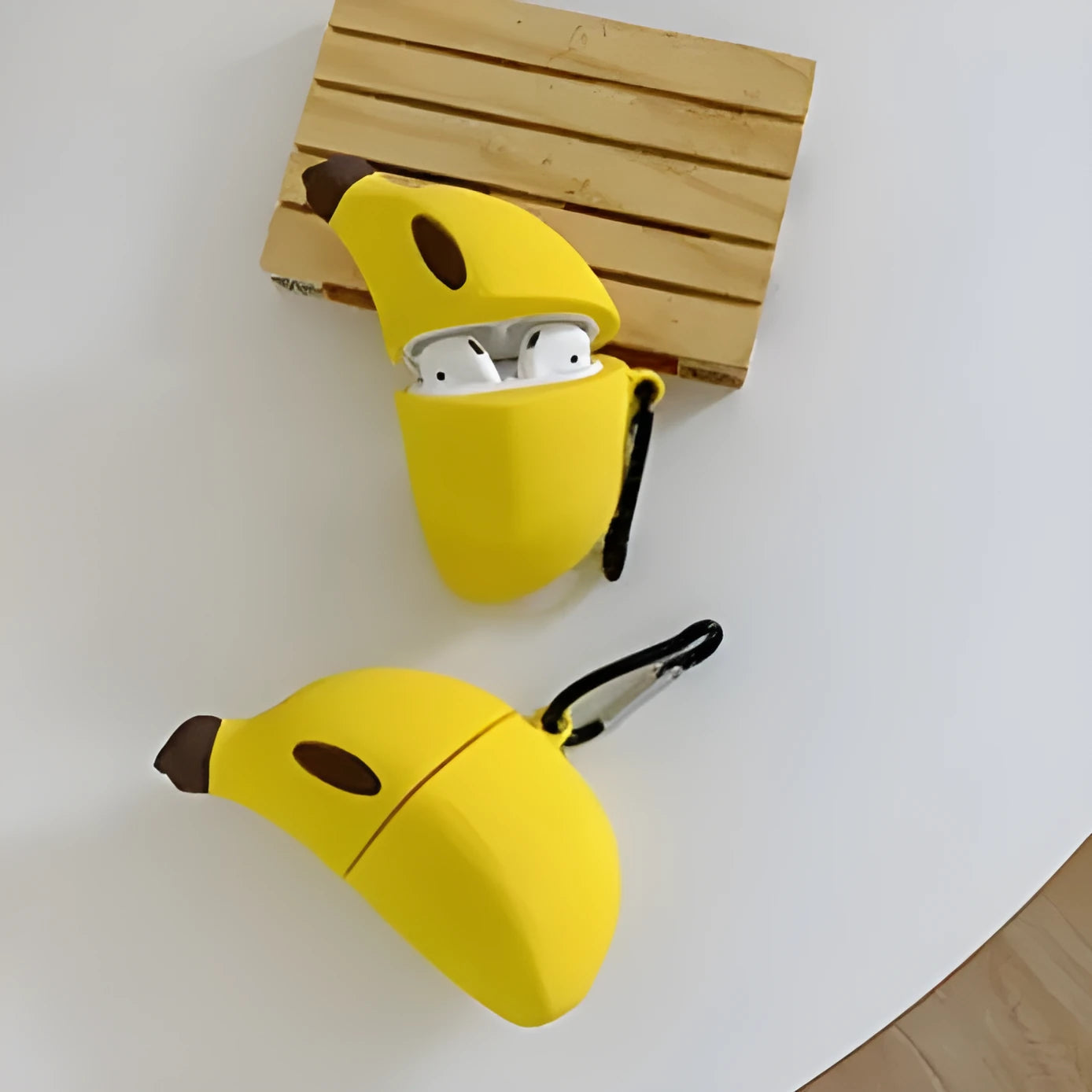 Yellow banana-themed silicone protective case for AirPods Pro compatible wireless headphones