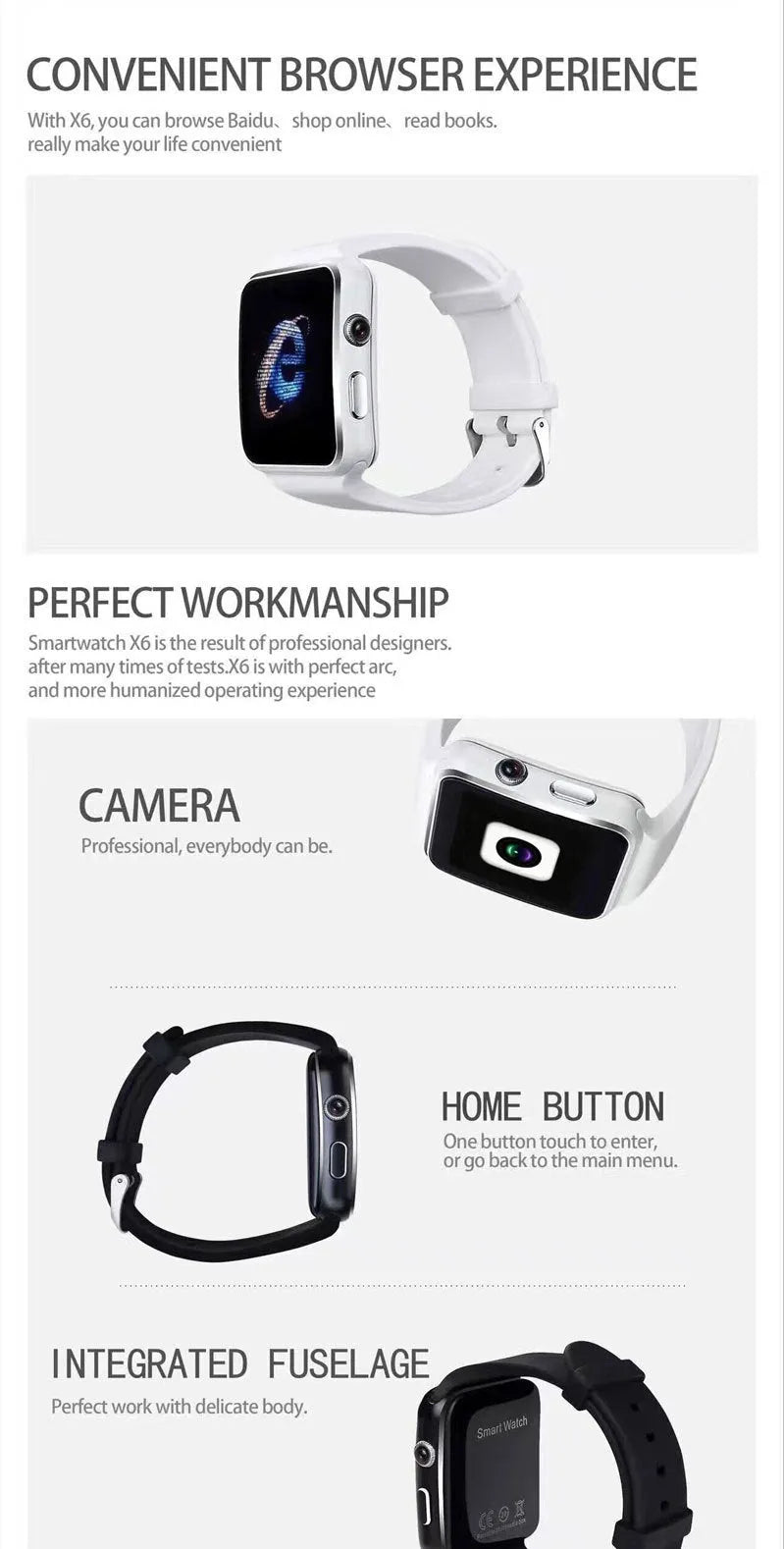 Black smart watch with 1.54-inch touchscreen display and silicone strap on wrist