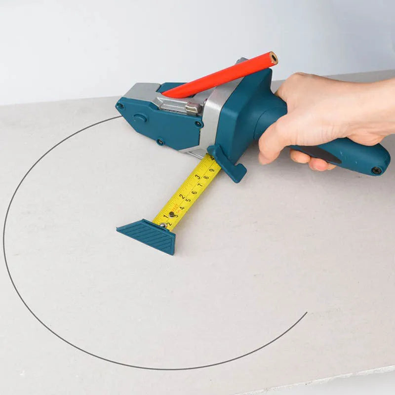 Blue multifunctional woodworking cutter with aluminium alloy body and one-press lock.