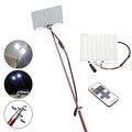 CL-LB-M7 LED light panel mounted on a tall telescopic fishing rod with a remote control.