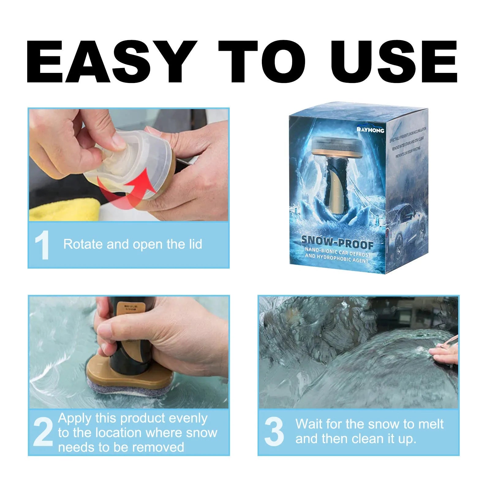 Hydrophobic nano coating car snow brush with compact 5x9x14cm dimensions and PE construction