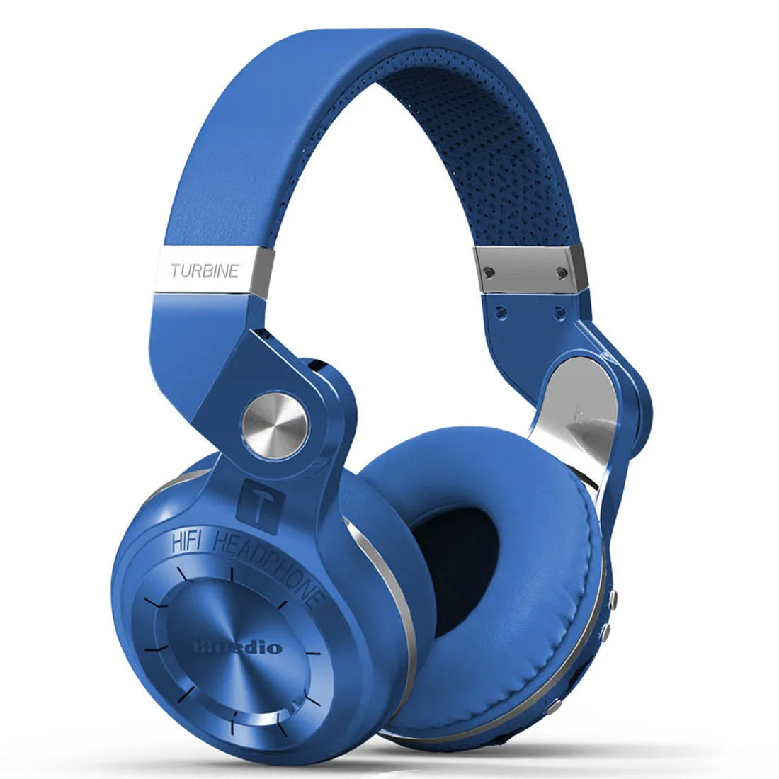 Wireless over-ear Bluetooth headset with card plug-in, shown in available colours: white, red, blue, black.